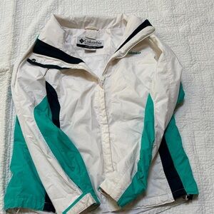 Columbia Women's White and Teal Ski Jacket